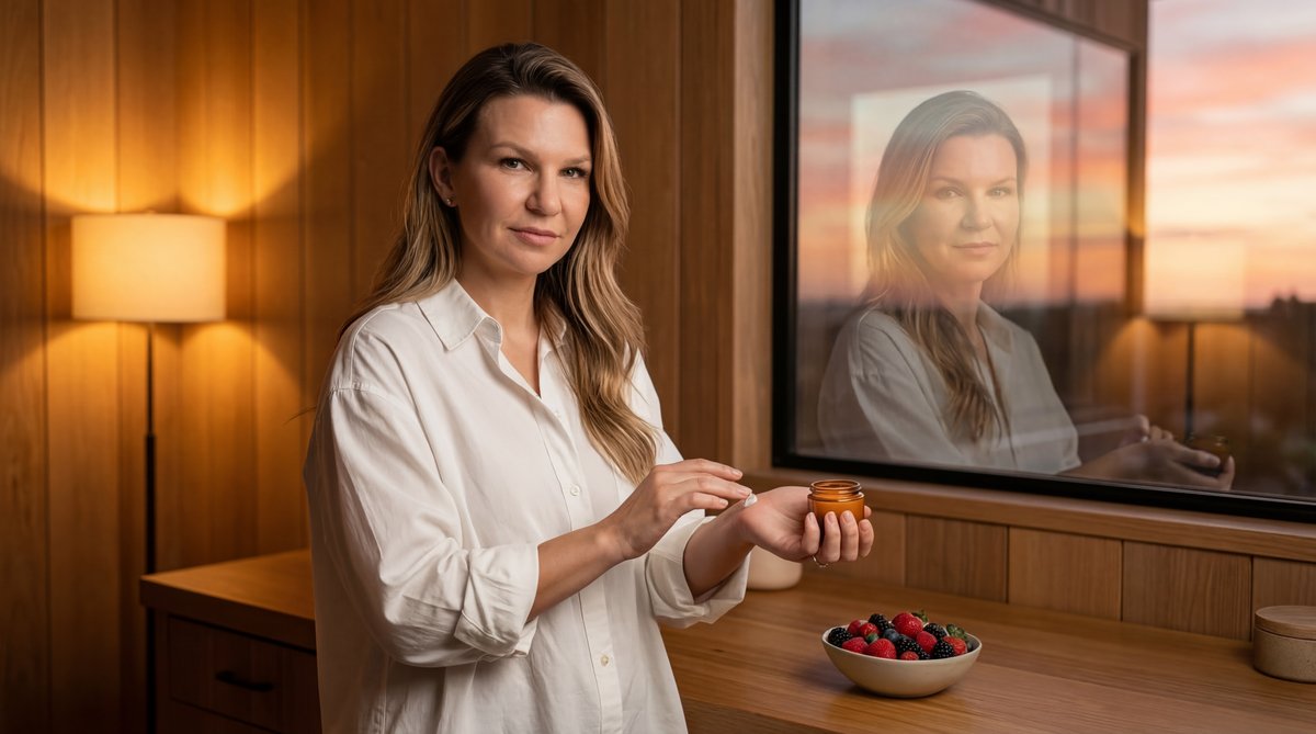 Macro illustration of a bioidentical hormone pellet releasing particles into the bloodstream