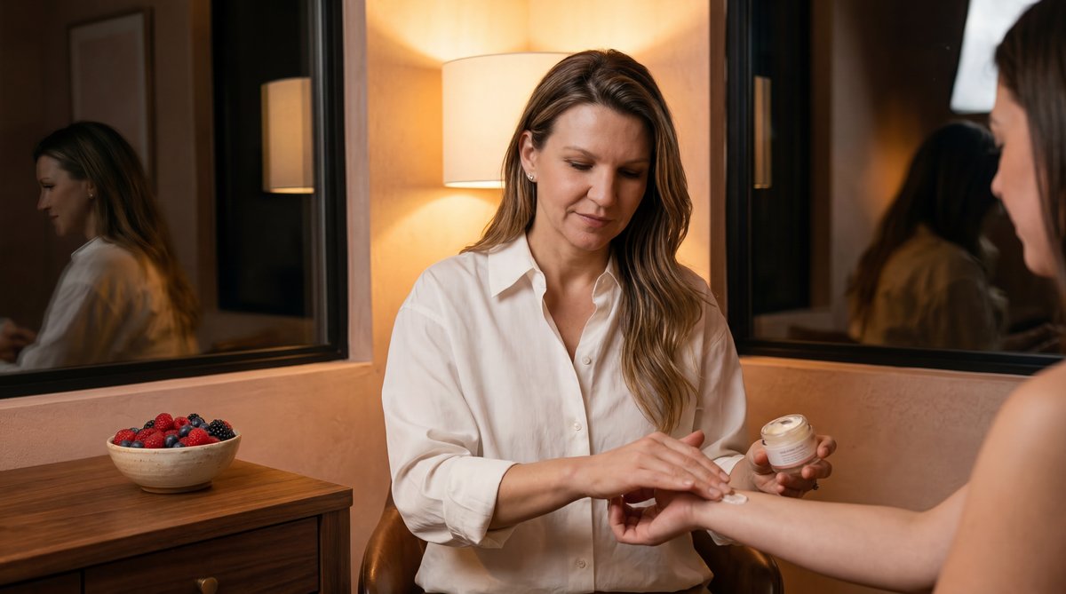 Wellness illustration depicting healthy nutrition, stress reduction, and lifestyle habits for natural hormone balance.